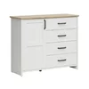 Comoda Loksa, 4 Sertare + Usa, 120x43x99 cm, Pal Melaminat, Pin Alb/Stejar Gradson picture - 4