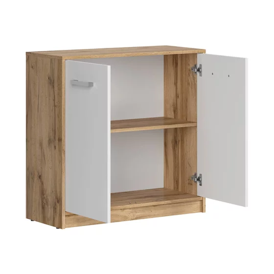 Comoda Matos KOM2D, 80x34x78.5 cm, Pal Melaminat, Stejar Wotan/Alb picture - 2
