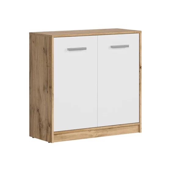 Comoda Matos KOM2D, 80x34x78.5 cm, Pal Melaminat, Stejar Wotan/Alb picture - 1