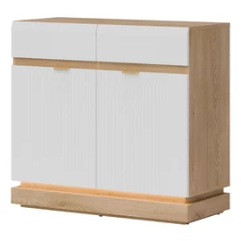 Comoda Milton 2 Usi ML02, 95x40.5x88 h cm, Pal Melaminat/MDF, Stejar Cremona/Alb Mat