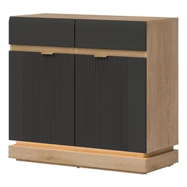 Comoda Milton 2 Usi ML02, 95x40.5x88 h cm, Pal Melaminat/MDF, Stejar Cremona/Antracit
