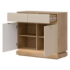 Comoda Milton 2 Usi ML02, 95x40.5x88 h cm, Pal Melaminat/MDF, Stejar Cremona/Casmir