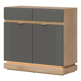 Comoda Milton 2 Usi ML02, 95x40.5x88 h cm, Pal Melaminat/MDF, Stejar Cremona/Gri