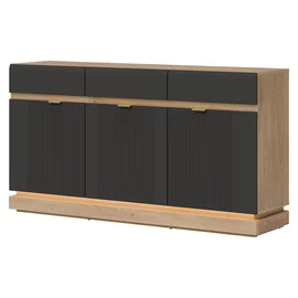 Comoda Milton 3 Usi+3 Sertare ML03, 163.5x40.5x88 h cm, Pal Melaminat/MDF, Stejar Cremona/Antracit