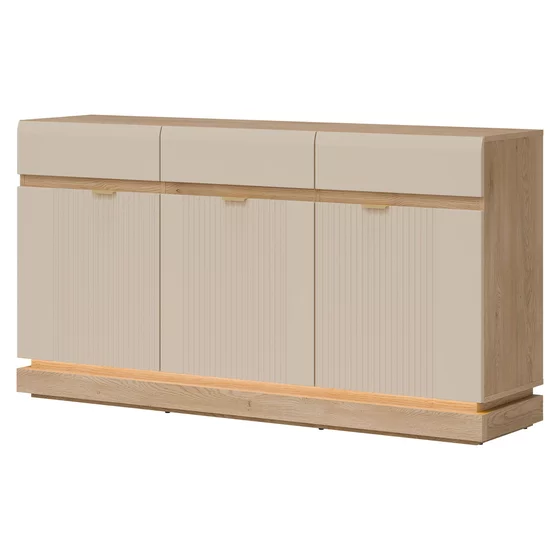 Comoda Milton 3 Usi+3 Sertare ML03, 163.5x40.5x88 h cm, Pal Melaminat/MDF, Stejar Cremona/Casmir picture - 1