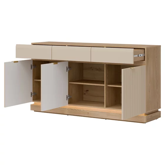 Comoda Milton 3 Usi+3 Sertare ML03, 163.5x40.5x88 h cm, Pal Melaminat/MDF, Stejar Cremona/Casmir picture - 2