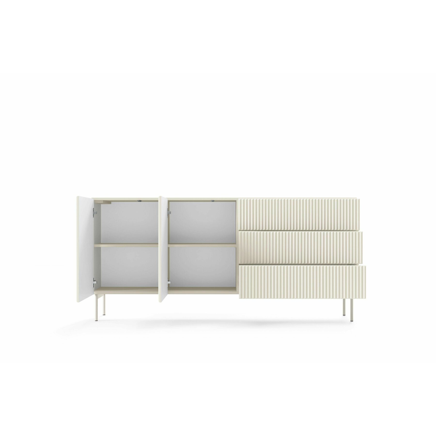 Comoda Muti 177, 2 Usi + 3 Sertare, 177x39.8x81.2 h cm, Riflaj MDF