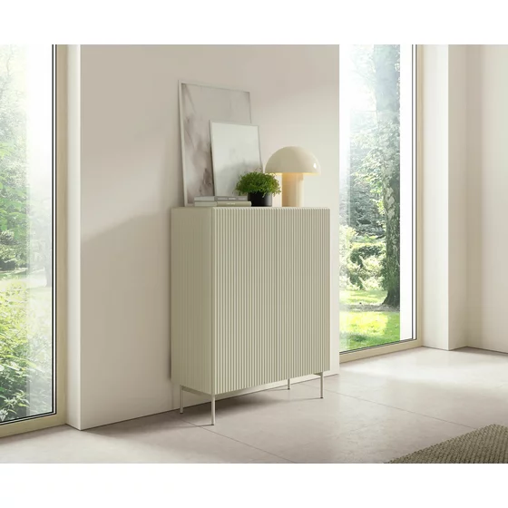 Comoda Muti 2 Usi, 98.6x39.8x123 h cm, Riflaj MDF, Casmir picture - 2