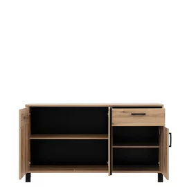 Comoda Noel NE03, 3 Usi + sertar, 148x39x84 cm, Stejar Evoke/Negru