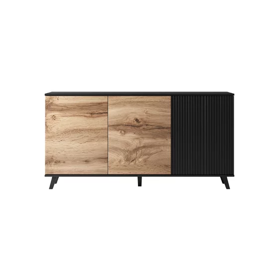 Comoda Rogan KM1, 160x42x82 cm, Negru/Stejar Wotan picture - 4