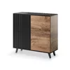 Comoda Rogan KM2, 100x42x95 cm, Negru/Stejar Wotan picture - 1