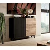 Comoda Rogan KM2, 100x42x95 cm, Negru/Stejar Wotan picture - 2