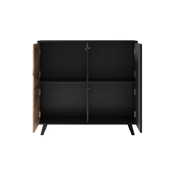 Comoda Rogan KM2, 100x42x95 cm, Negru/Stejar Wotan picture - 5