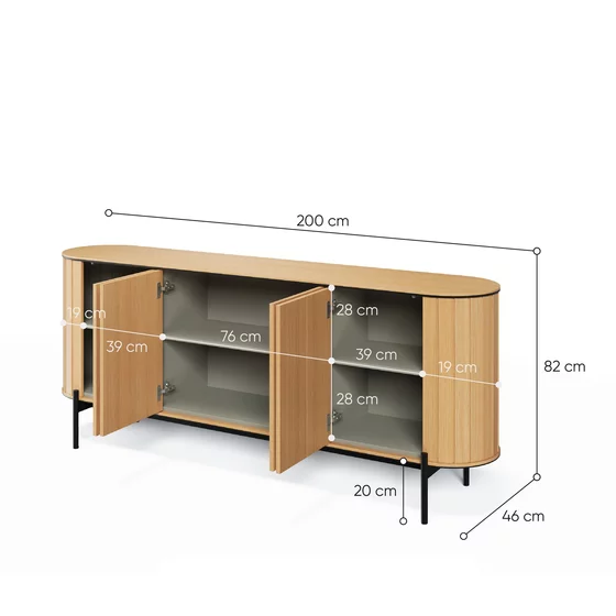 Comoda Rotto, RT-04 4D-200,200x46x82 cm, Stejar Vicenza picture - 5
