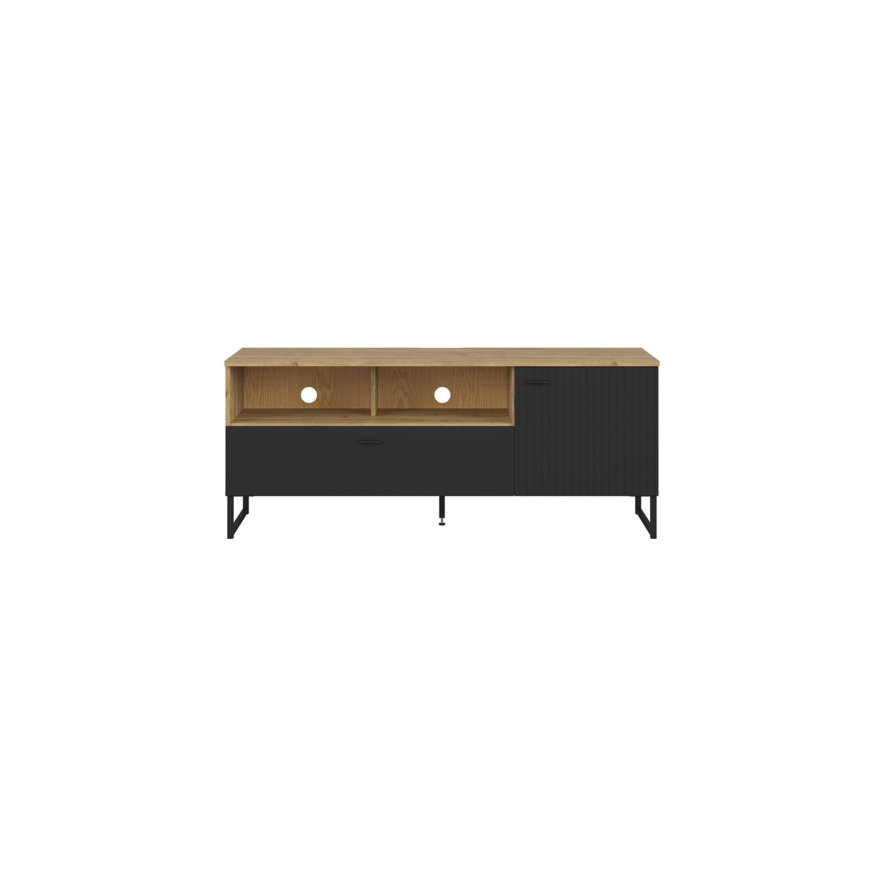 COMODA RTV ZENDA, S617-RTV-1D1B/U-DWF/CA, 150X48X62,5 CM, STEJAR WATERFORD/NEGRU