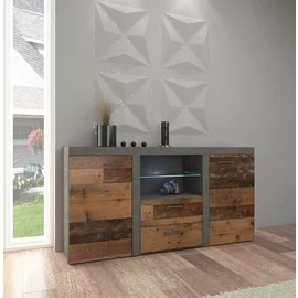 Comoda Rumba 2F 2S, 156x40x82 cm, Pal Melaminat, Matera/OldWood, OLDMAT20