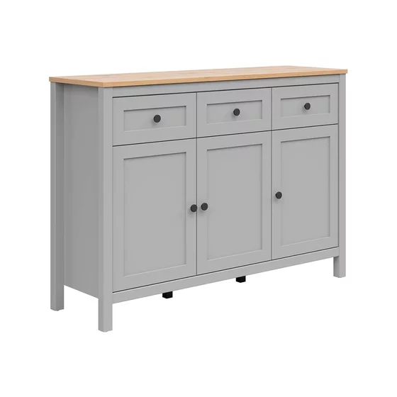 Comoda Salga, 3  Usi + 3 Sertare, 129x40.5x93.5 cm, Pal Melaminat, Gri Arctic/Stejar Artisan picture - 4