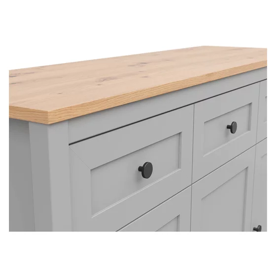 Comoda Salga, 3  Usi + 3 Sertare, 129x40.5x93.5 cm, Pal Melaminat, Gri Arctic/Stejar Artisan picture - 5