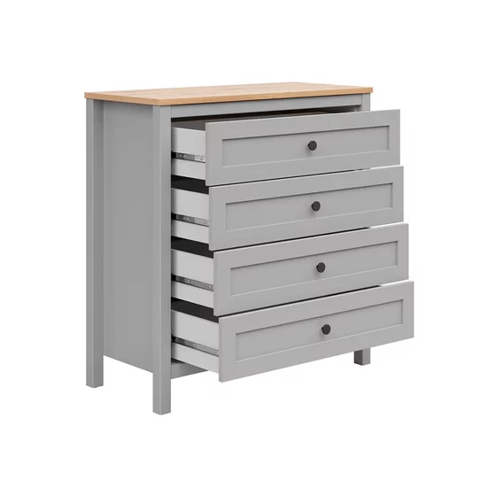 Comoda Salga, 4 Sertare, 89.5x40.5x93.5 cm, Pal Melaminat, Gri Arctic/Stejar Artisan picture - 3