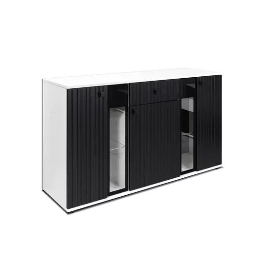 Comoda Salsa, 140x40x80 cm, Front MDF, BL/WH20, Alb/Negru picture - 2