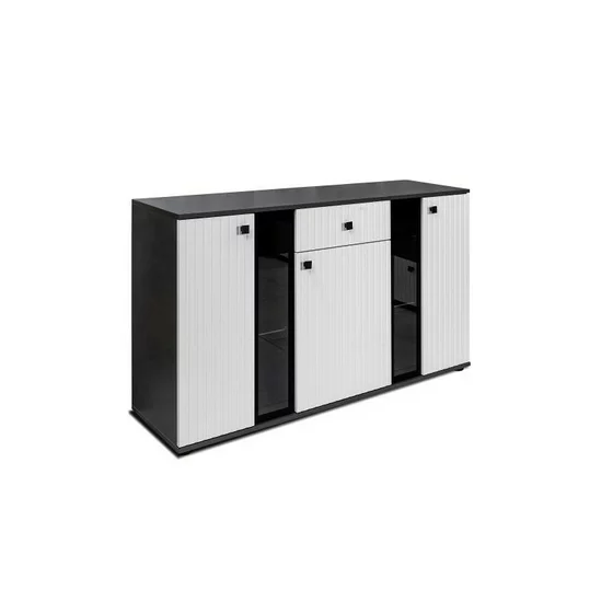 Comoda Salsa, 140x40x80 cm, Front MDF, WH/MAT20, Negru/Alb picture - 1