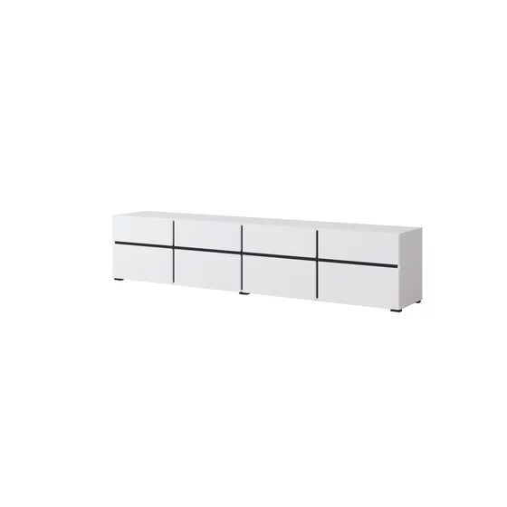 Comoda TV 4 Usi Rabatabile + 4 Sertare, Cross,  225x40x48 cm, Pal Melaminat, Alba picture - 3
