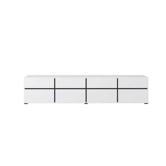 Comoda TV 4 Usi Rabatabile + 4 Sertare, Cross,  225x40x48 cm, Pal Melaminat, Alba picture - 4