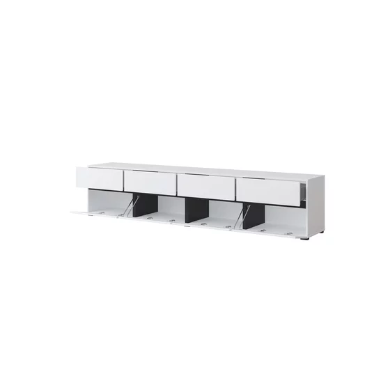 Comoda TV 4 Usi Rabatabile + 4 Sertare, Cross,  225x40x48 cm, Pal Melaminat, Alba picture - 2