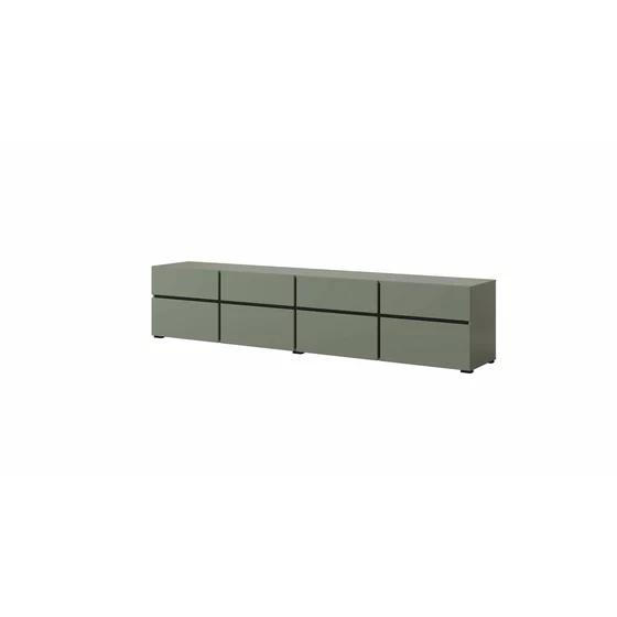 Comoda TV 4 Usi Rabatabile + 4 Sertare, Cross,  225x40x48 cm, Pal Melaminat, Verde Pin picture - 3