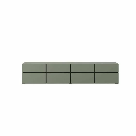 Comoda TV 4 Usi Rabatabile + 4 Sertare, Cross,  225x40x48 cm, Pal Melaminat, Verde Pin picture - 4
