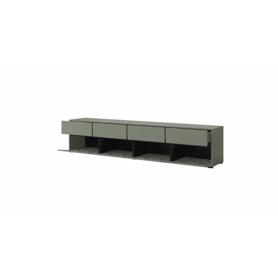 Comoda TV 4 Usi Rabatabile + 4 Sertare, Cross,  225x40x48 cm, Pal Melaminat, Verde Pin picture - 2