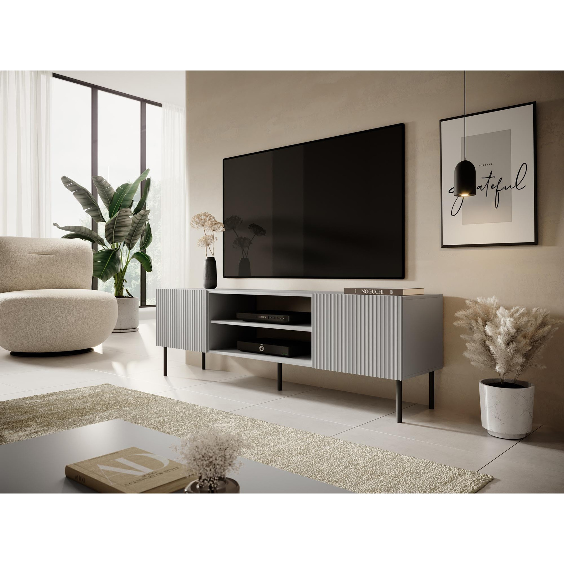 Comoda TV Alvaro RTV1, 180x42x57 cm, Gri