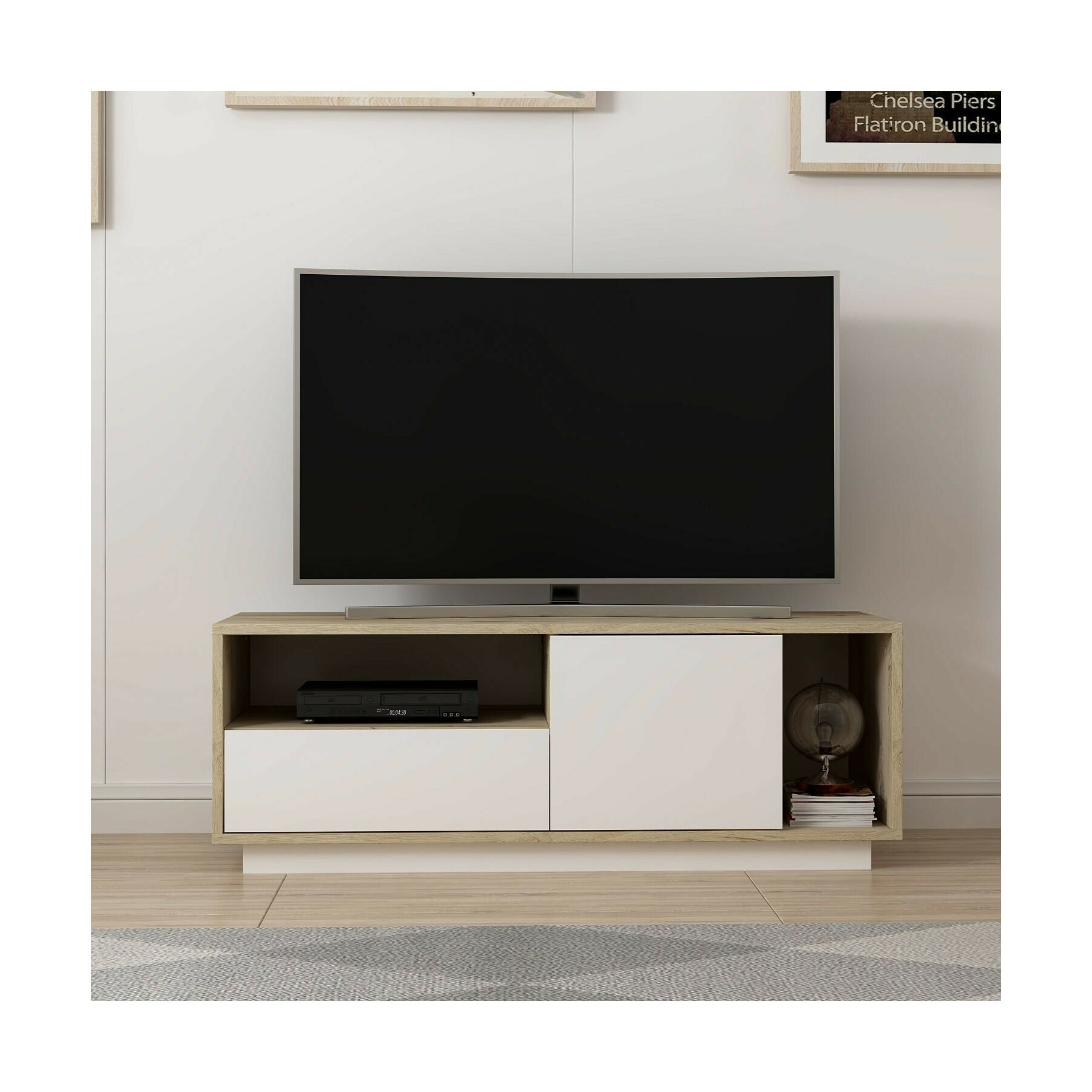 Comoda TV Dream - 8875, 120x40x44 cm, Pal Melaminat, Alb