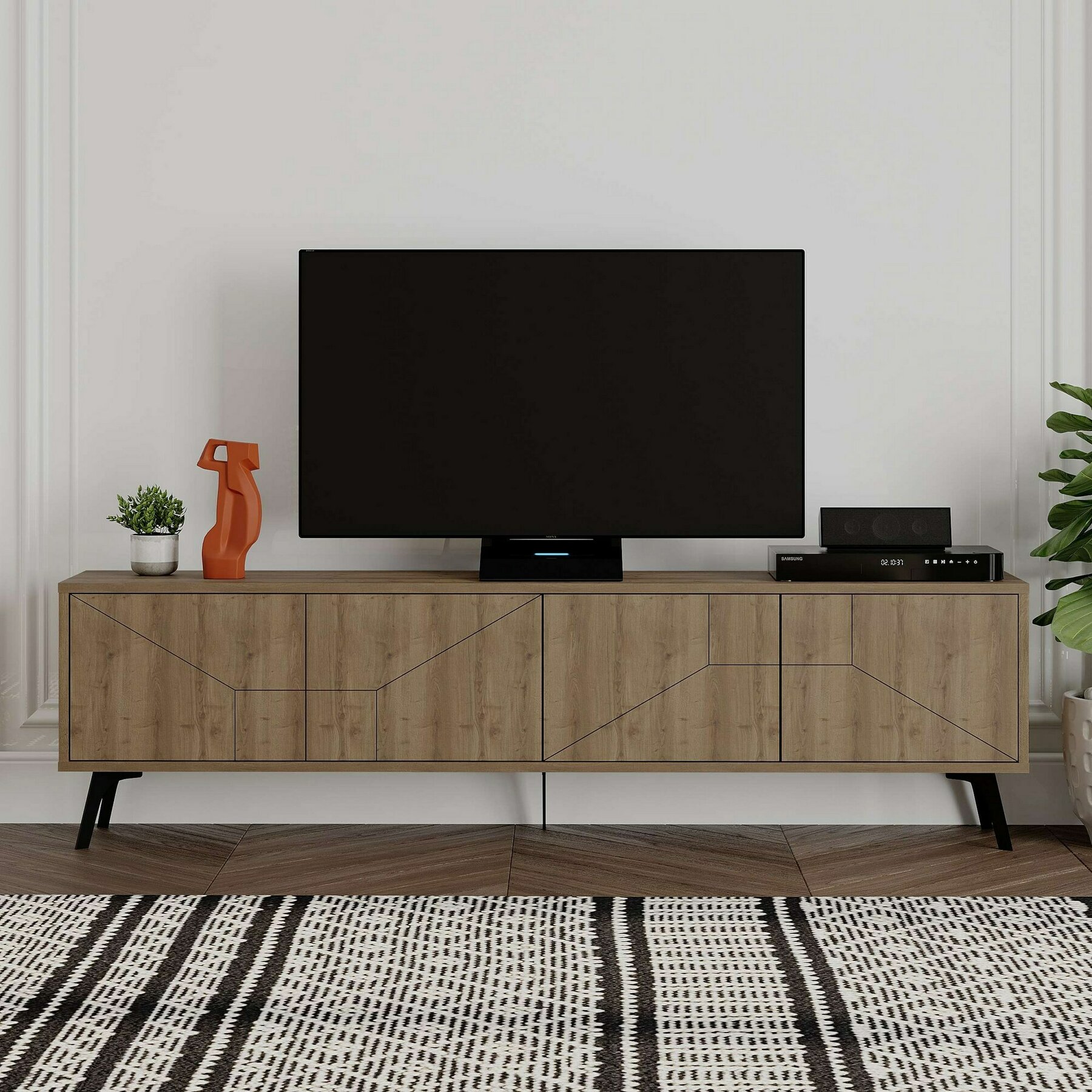 Comoda TV Dune - 180x29.6x50 cm, Pal Melaminat, Maro