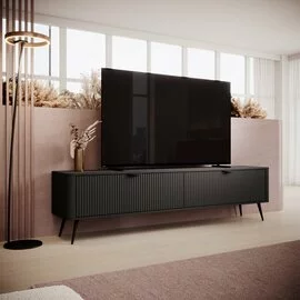 Comoda TV Lante RTV200-2D, 200x38x51.2 cm, MDF, Negru