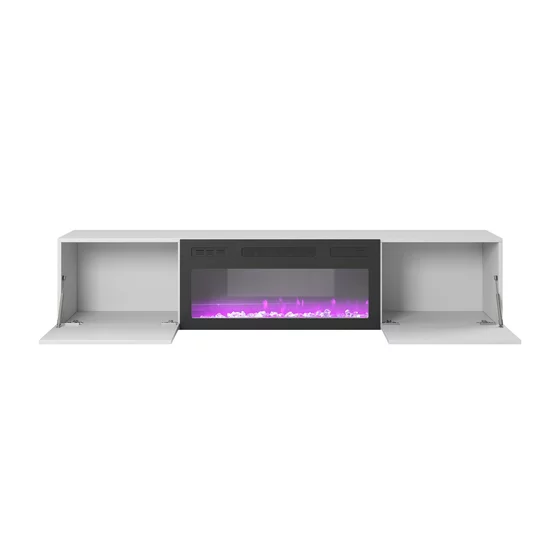 Comoda TV Livo cu Semineu Electric si Led RTV180K, 180x40x30 cm, Negru/Stejar Wotan picture - 3