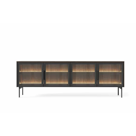Comoda TV Lumi, 181.3x39.3x61.6 h cm, MDF/Sticla, Stejar Dunin picture - 1