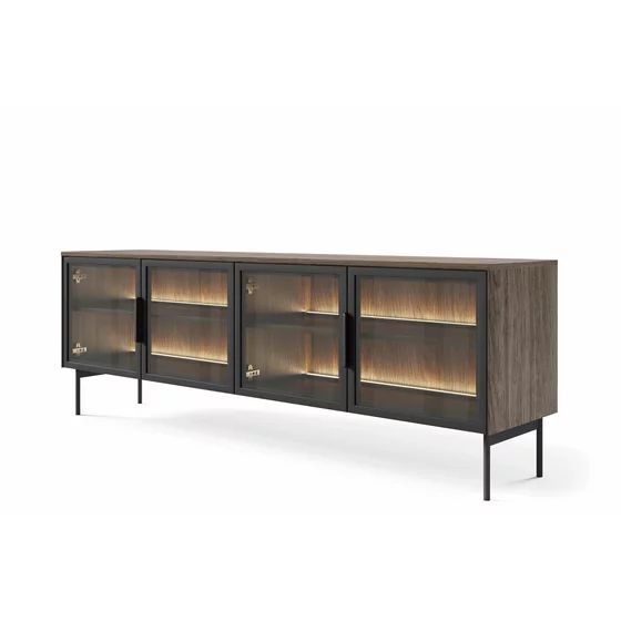 Comoda TV Lumi, 181.3x39.3x61.6 h cm, MDF/Sticla, Stejar Dunin picture - 3