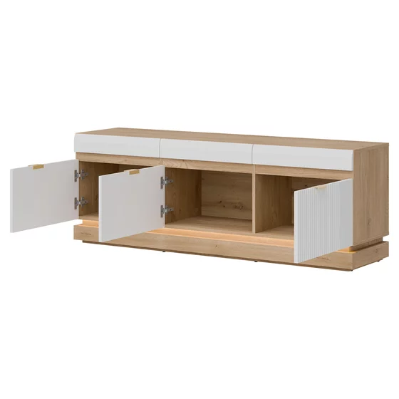 Comoda TV Milton ML01, 163.5x40.5x58.5 h cm, Pal Melaminat/MDF, Stejar Cremona/Alb Mat picture - 2