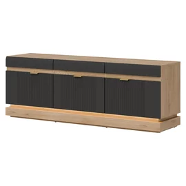 Comoda TV Milton ML01, 163.5x40.5x58.5 h cm, Pal Melaminat/MDF, Stejar Cremona/Antracit