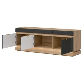 Comoda TV Milton ML01, 163.5x40.5x58.5 h cm, Pal Melaminat/MDF, Stejar Cremona/Antracit