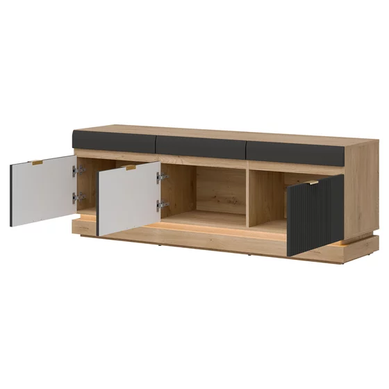 Comoda TV Milton ML01, 163.5x40.5x58.5 h cm, Pal Melaminat/MDF, Stejar Cremona/Antracit picture - 2