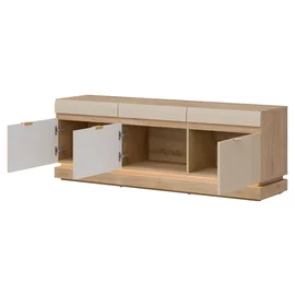Comoda TV Milton ML01, 163.5x40.5x58.5 h cm, Pal Melaminat/MDF, Stejar Cremona/Casmir