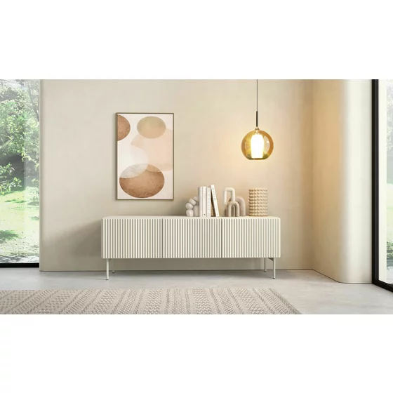 Comoda TV Muti 3 Usi, 147x39.8x51.2 h cm, Riflaj MDF, Casmir picture - 5