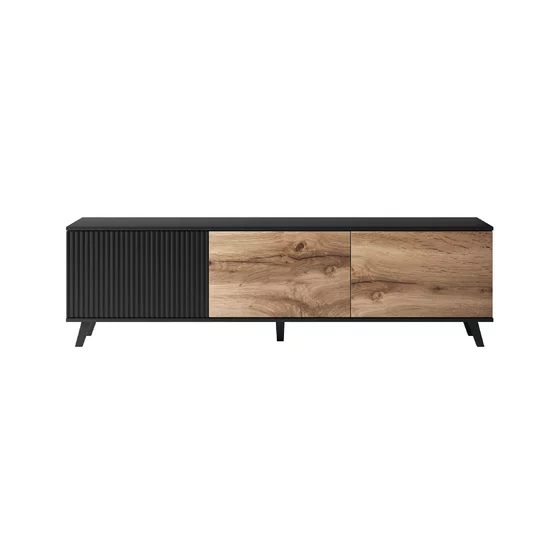 Comoda TV Rogan RTV2, 150x40x52 cm, Negru/Stejar Wotan picture - 2