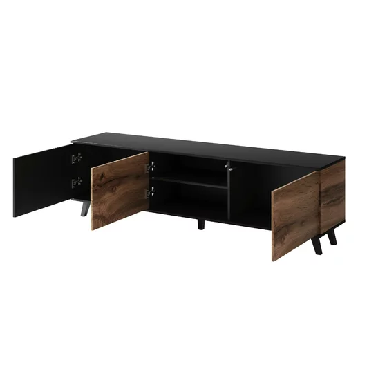 Comoda TV Rogan RTV2, 150x40x52 cm, Negru/Stejar Wotan picture - 3