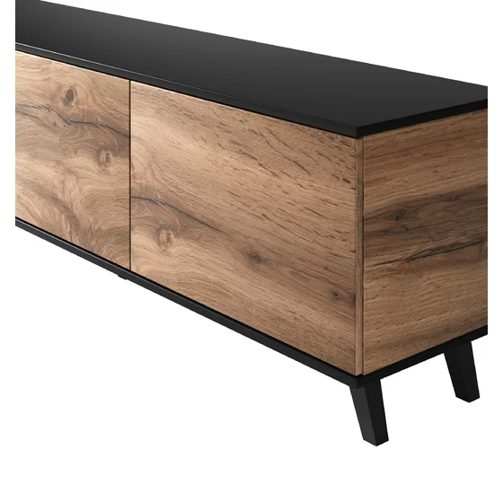 Comoda TV Rogan RTV2, 150x40x52 cm, Negru/Stejar Wotan picture - 7