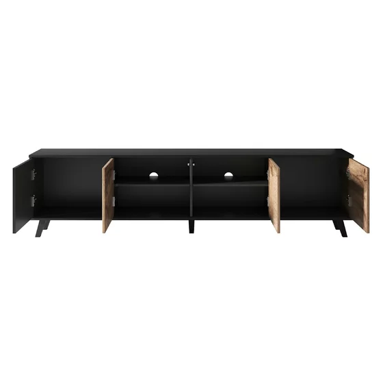 Comoda TV Rogan RTV3, 200x40x52 cm, Negru/Stejar Wotan picture - 3