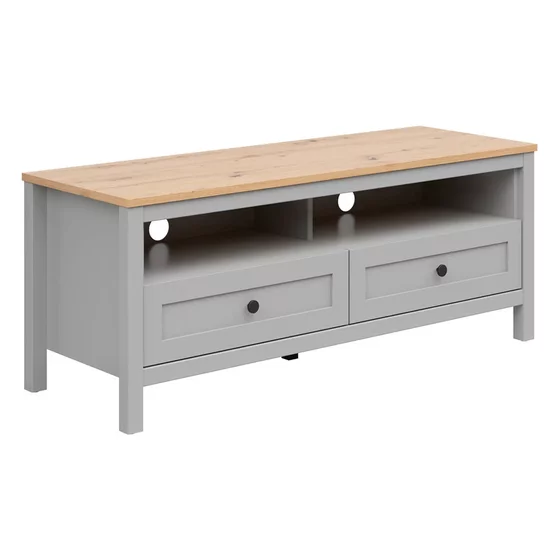 Comoda TV Salga, 129x46.5x52.5 cm, Pal Melaminat, Gri Arctic/Stejar Artisan picture - 2