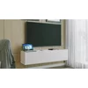 Comoda TV Suspendata Joy, 150x38x35 cm, Pal Melaminat, Front MDF cu Riflaj, Alb picture - 2